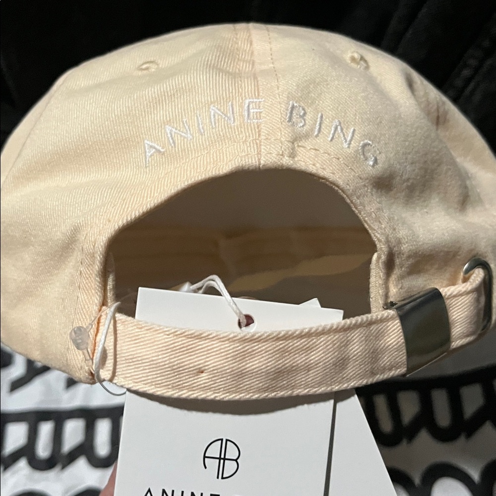 🎉 NWT Anine Bing Jeremy Baseball Cap Cream Orange 💯 Cotton - Picture 3 of 13